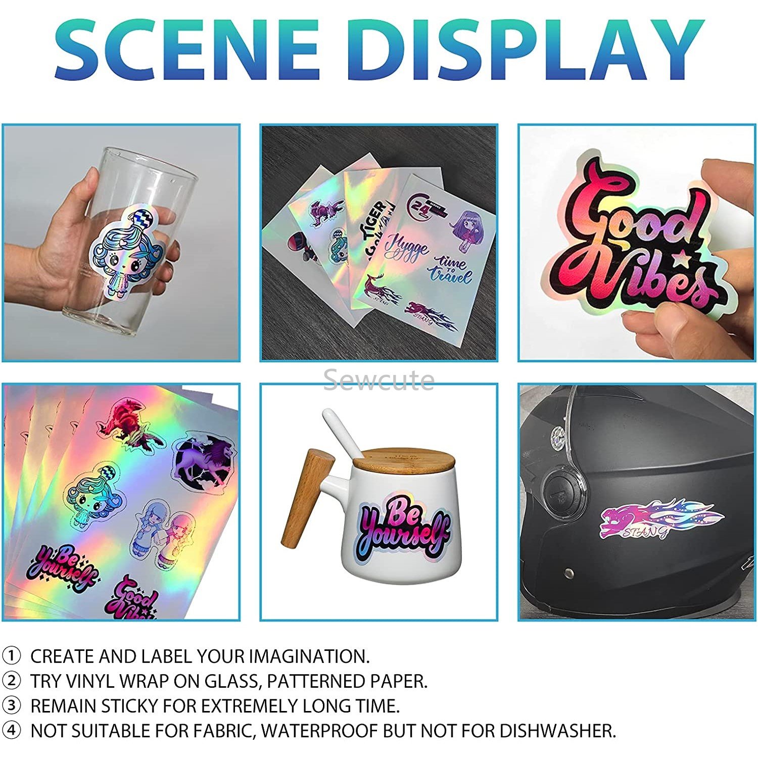 10Sheets Holographic Sticker P - đánh giá và giá Commercial Vinyl Printing